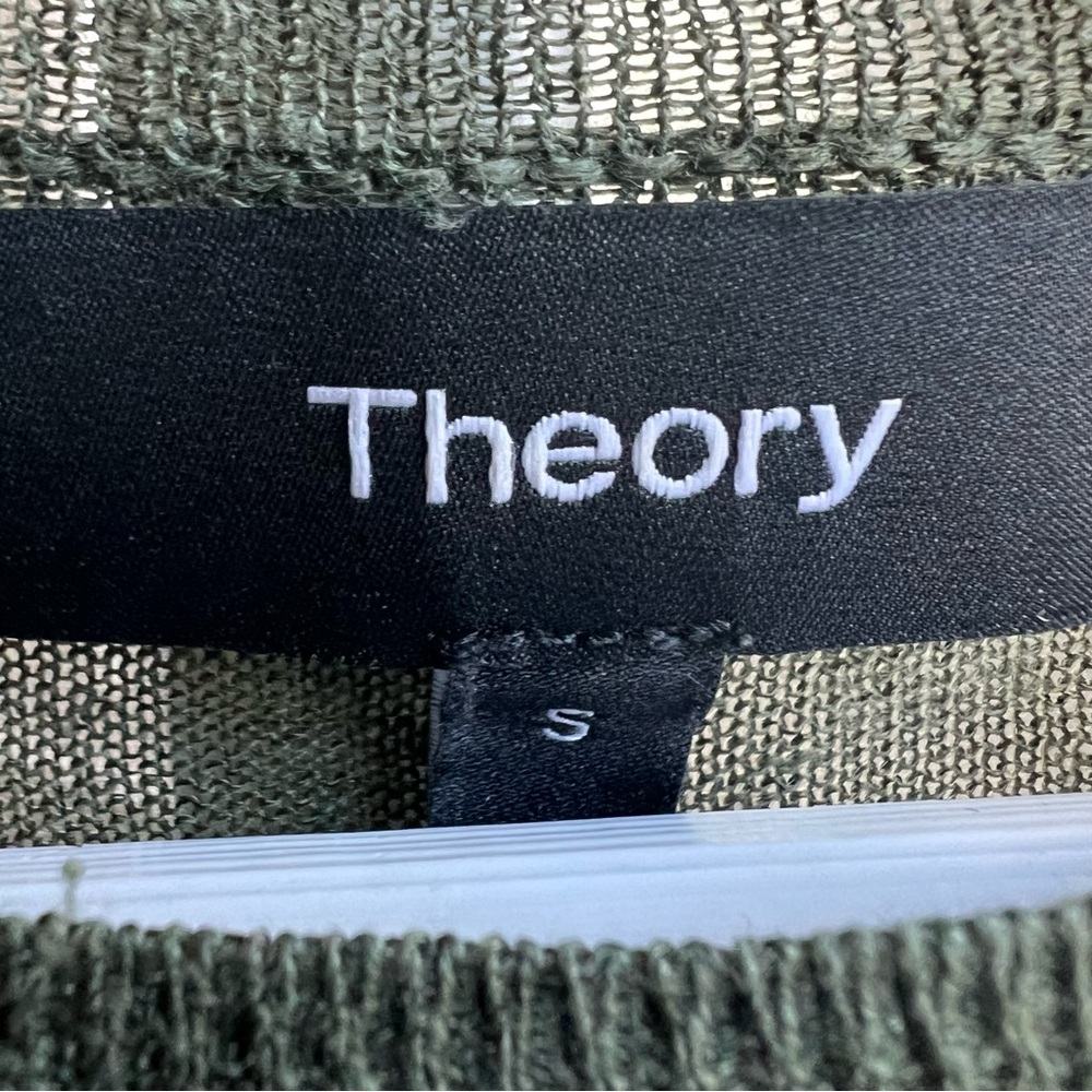 Theory Linen Blend Easy Tee in Clover Green - Picture 5 of 8
